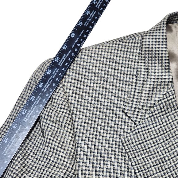 Monsieur Givenchy Mens Houndstooth Blazer Jacket Union Made Tan & Black Size L - Picture 7 of 14